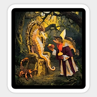 watercolor trout priest brings apples for seahorse Sticker